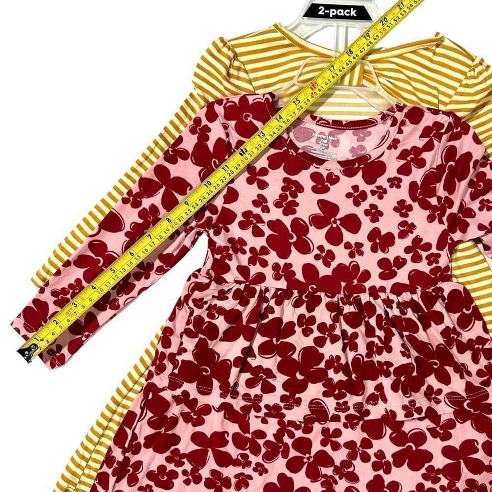 Member's Mark Girls' 2 Pack Dress Red Floral/Stripe Size 3T - Picture 9 of 15